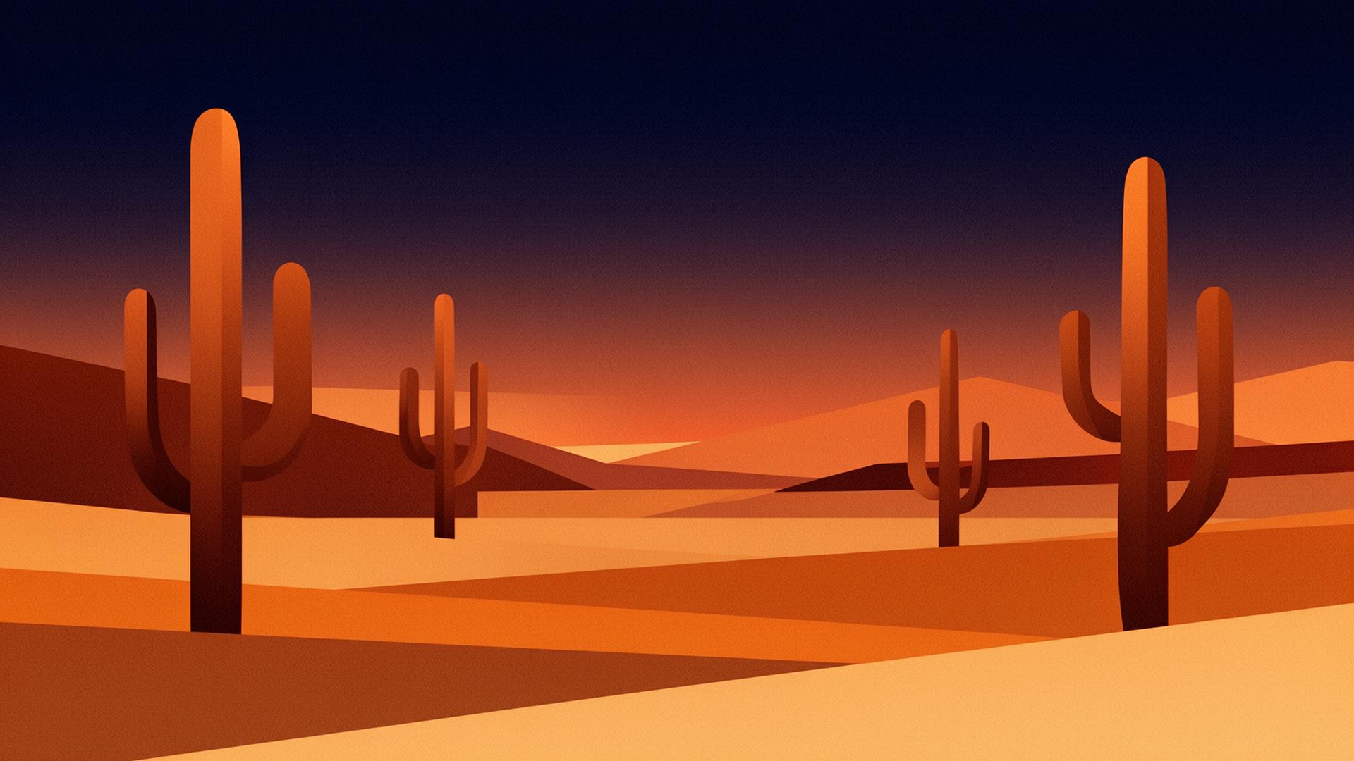 Stylized Sonoran Desert at sunset